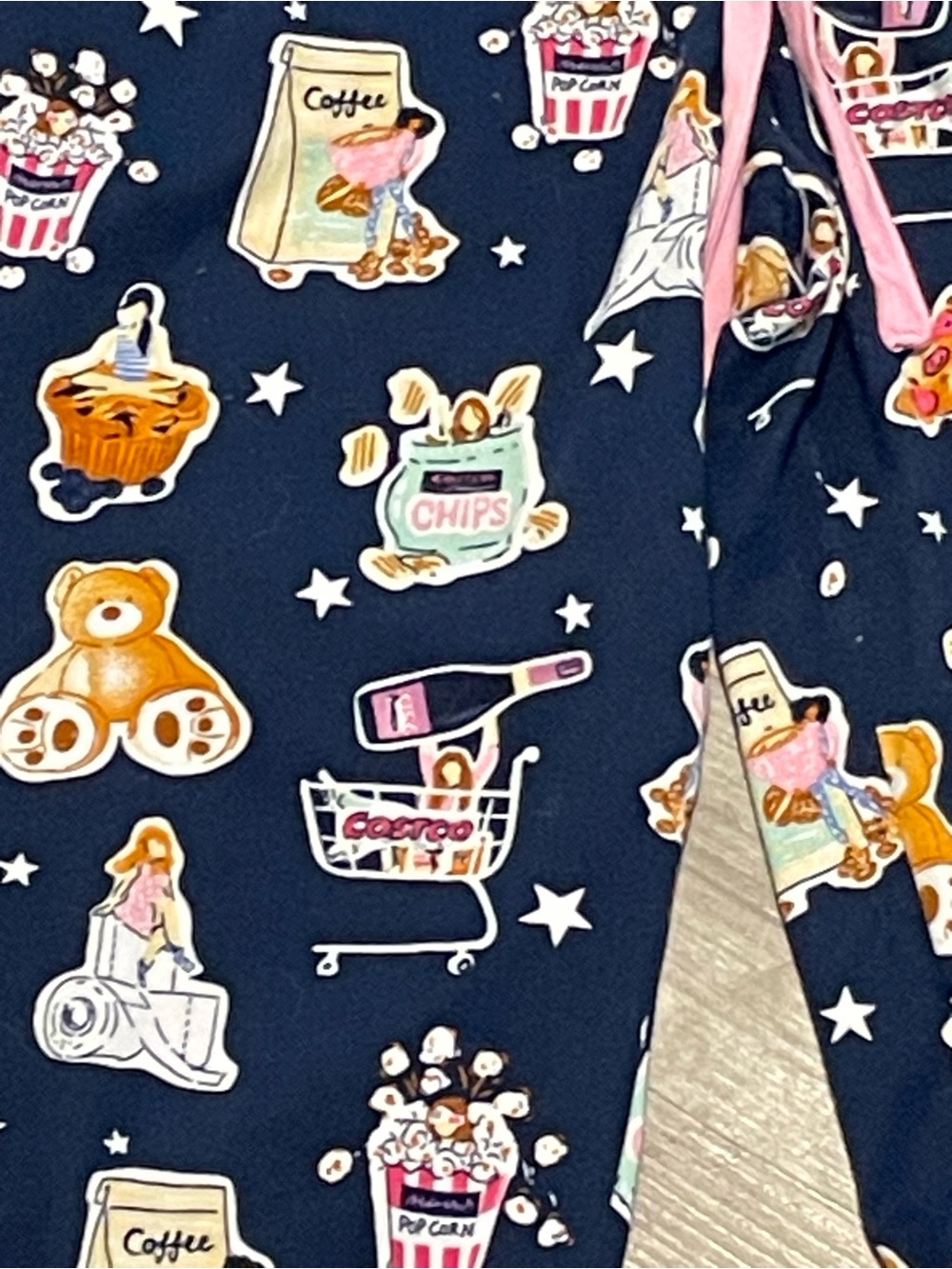 Costco Navy Snack & Toy Print Pajama Pants with Pink Drawstring Size M - Picture 3 of 7